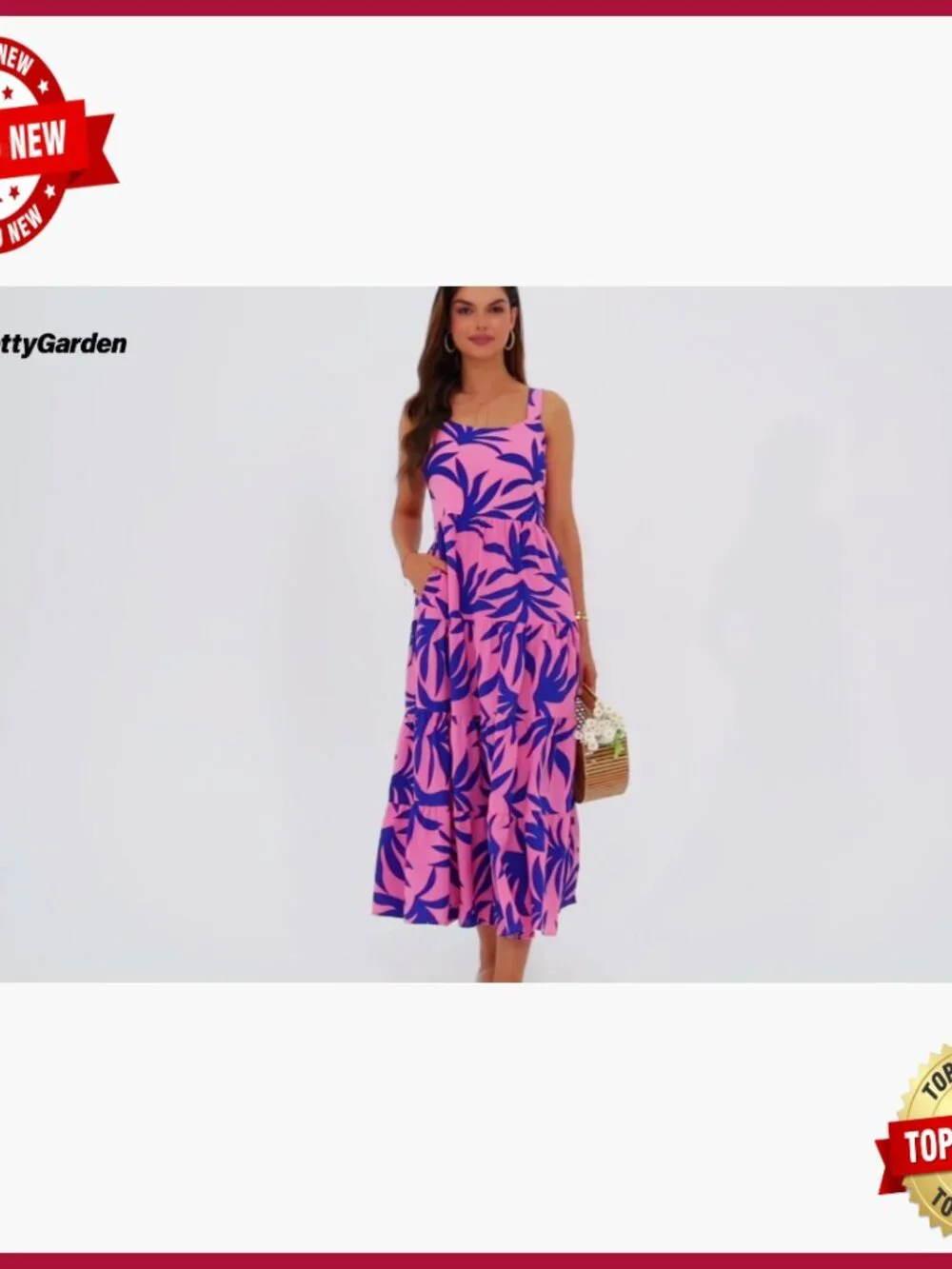 Floral Maxi Dress Sleeveless Square Neck Boho Summer Casual - Picture 7 of 7